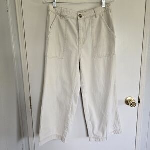 Wish List Jeans Wide-Leg Cropped Pants L Cream